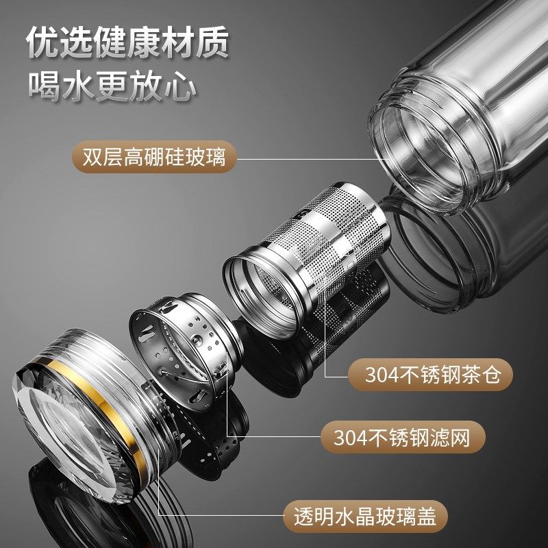 精选高档商务水晶杯双层隔热玻璃杯子男女士办公室泡茶杯高端水杯,餐饮具,玻璃杯,淘宝优惠券,粉丝福利购,淘宝优惠卷