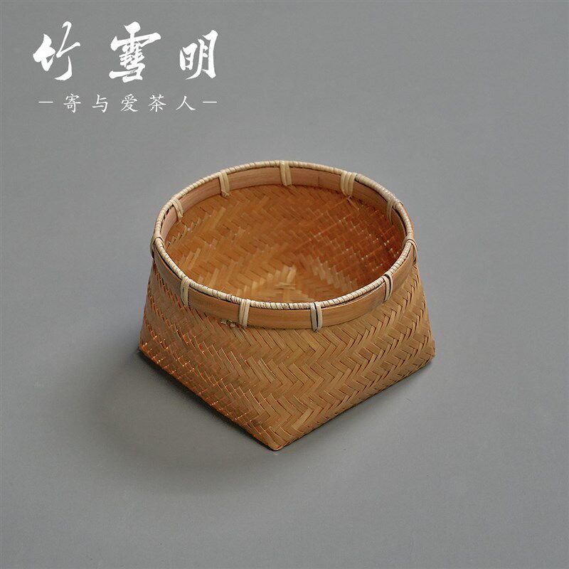 竹雪明竹编篓子竹篮子零食点心收纳筐家用复古小篮子桌面收纳篮