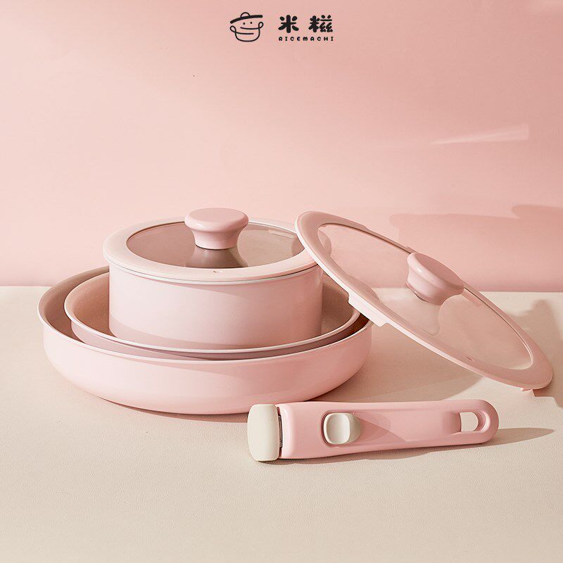 米糍不粘锅小奶锅可拆卸手柄平底炒锅家用叠叠锅锅具宝宝辅食锅