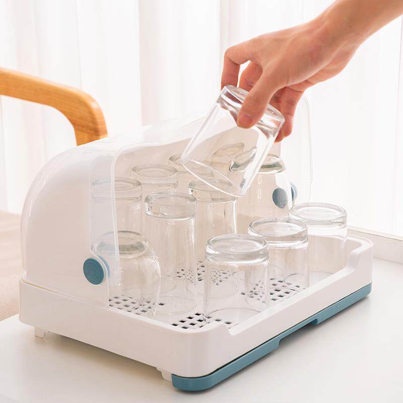 放茶杯的盆 带盖防尘罩子带盖玻璃杯托盘有盖收纳沥水杯架桌面