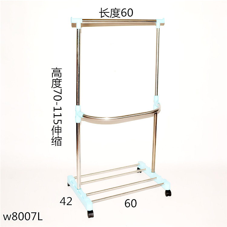 晾衣架落地折叠不锈钢双杆式宾馆移动室内晒衣架阳台晒被架加厚