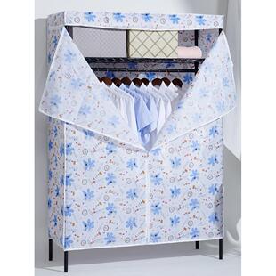 空间大师简易衣柜出租房用钢管加厚布艺坚固卧室组装 收纳折叠衣橱