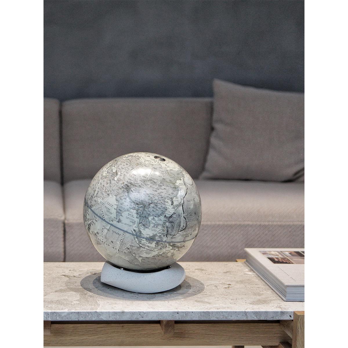 白色云环水泥底座宏微地球仪客厅书房桌面装饰摆件生日七夕礼物