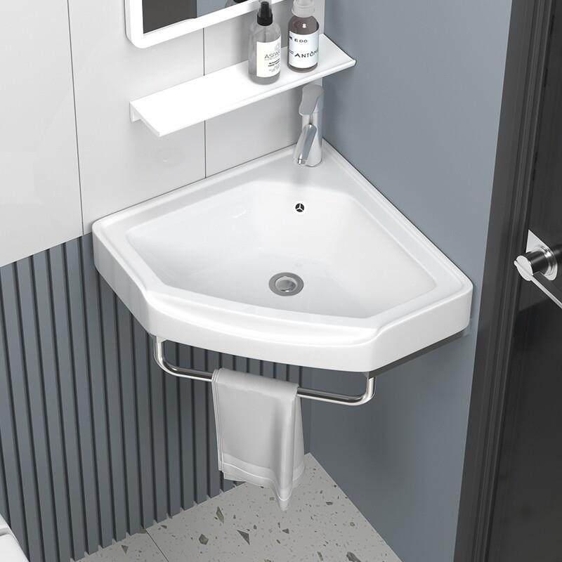 三角洗手盆转角挂墙式洗脸盆简易儿童洗漱台免打孔小型洗手池迷你