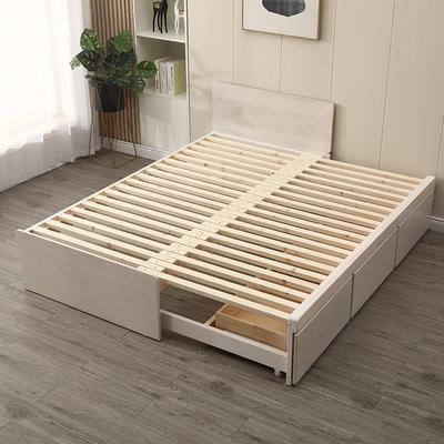 简约实木橡木松木榉木储物榻榻米拼接伸缩抽拉推拉无床头高箱拖床