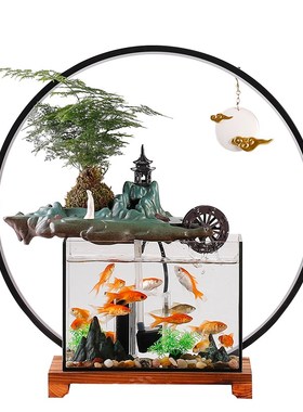 速发招财流水摆件创意客厅办公室桌面循环水喷泉鱼缸装饰乔迁开业