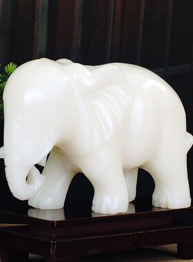 速发濮薇玉器开业乔迁礼品白玉摆吸大水象客厅象件大号家居工艺品