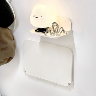 速发床头手机置物架迷你床头柜卧室学生宿舍可折叠墙上悬空壁挂式