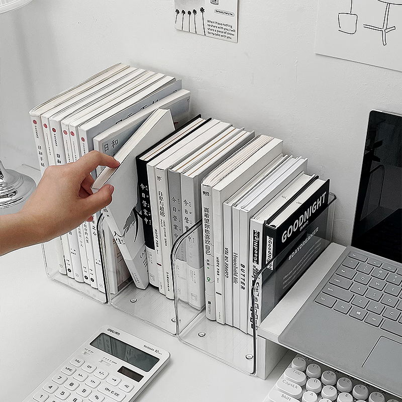 速发桌面书立置物架亚克力学生桌书透立明体挡板收纳箱书桌上立架