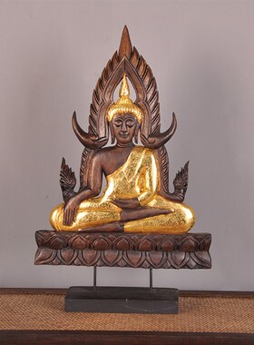 速发东南意泰格客厅创亚家居饰品 玄关装饰品 实木雕刻风国佛像摆