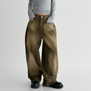 2025年春秋季新款高腰显瘦直筒牛仔裤女宽松阔腿拖地长裤子百搭款