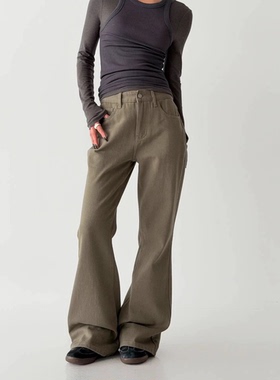 复古纯棉微喇牛仔裤女2026春秋新款高腰显瘦垂感修身阔腿喇叭裤