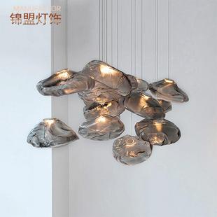 北欧简约玻璃艺术云朵吊灯创意个性 餐厅吧台别墅样板间展厅楼梯灯
