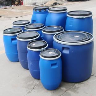 法兰桶200升铁箍桶60l抱箍桶125kg100升圆桶废液桶泔水桶塑料桶15