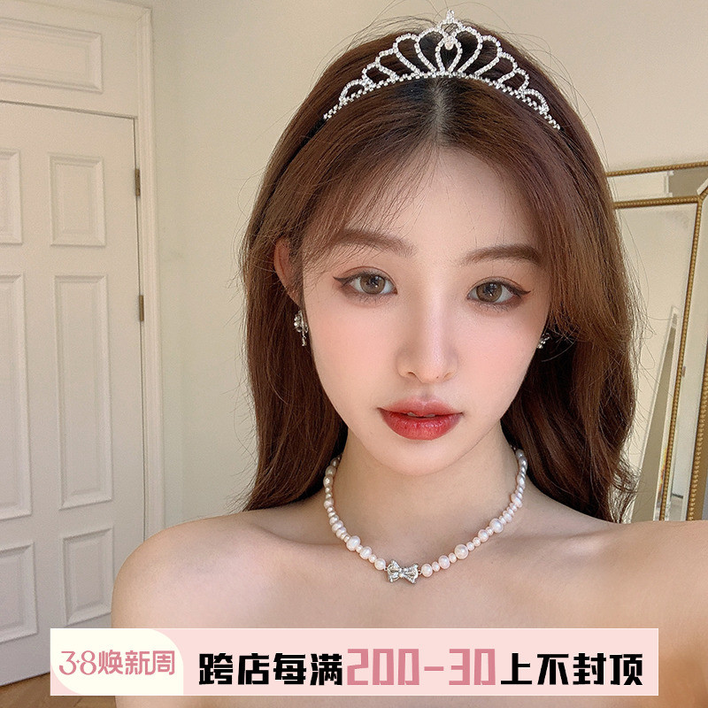 超闪生日发箍皇冠公主网红派对拍照道具发卡水钻女神王冠插梳发饰