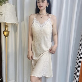 睡裙夏 听说 带胸垫性感吊带睡裙法式 宫廷风美背睡衣女长款