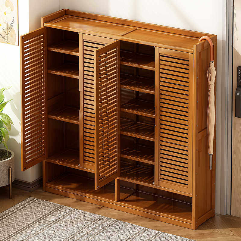 简易鞋架家用门口楼道百叶门收纳柜室内宿舍防尘透气鞋柜一体靠墙
