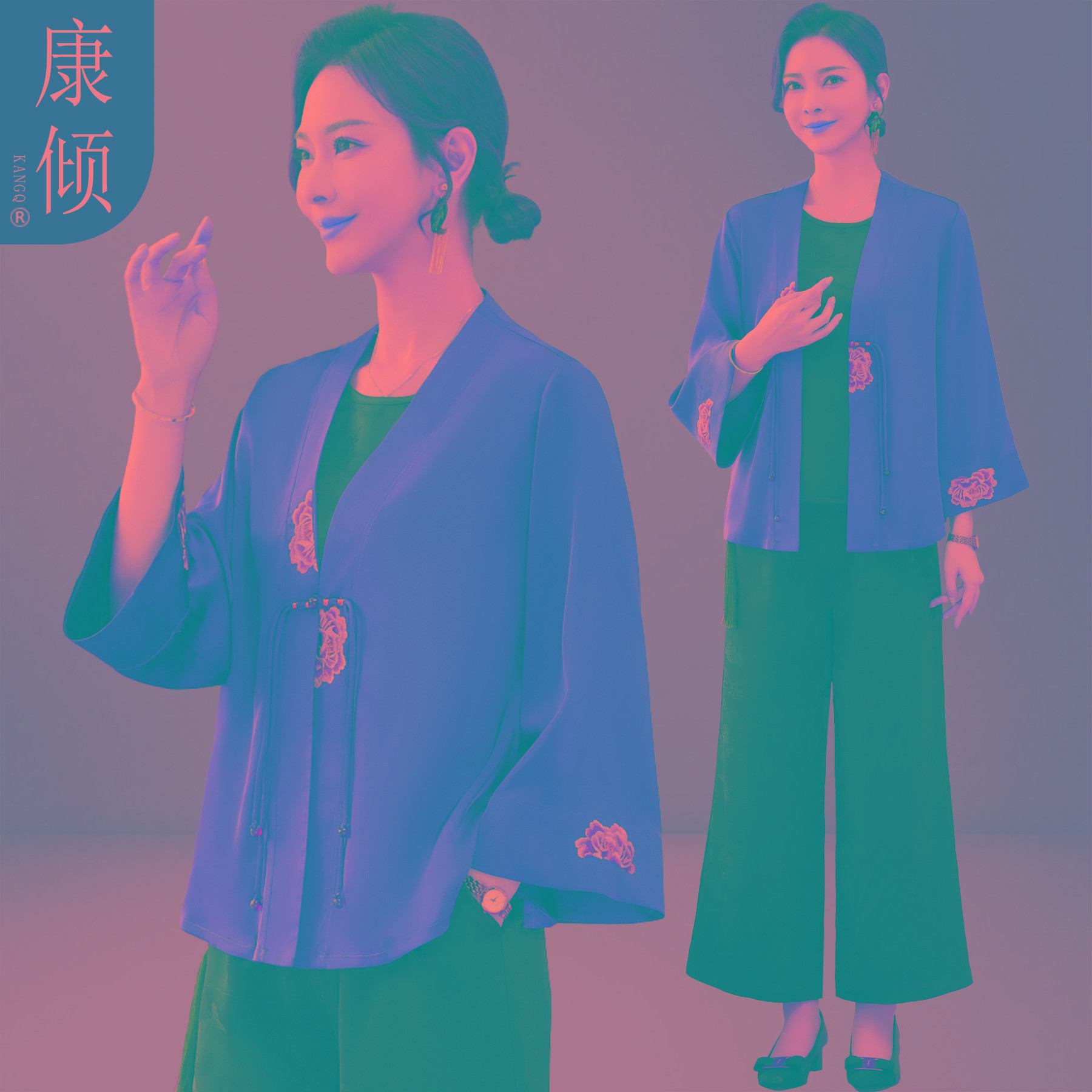 中年妈妈春装套装2025新款新中式上衣贵夫人中老年女春秋季三