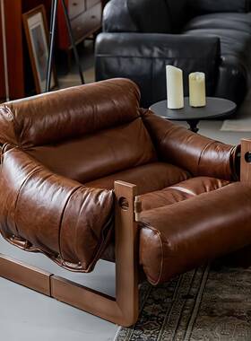 中古泽西椅休闲椅阳台7503单风人懒人沙发躺椅客厅可岛可睡实躺木