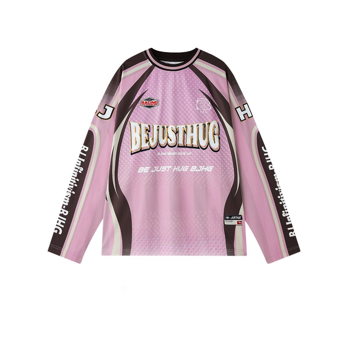 秋季新款松弛感圆领套头衫情侣运动休闲学院风宽松百搭拼接球衣