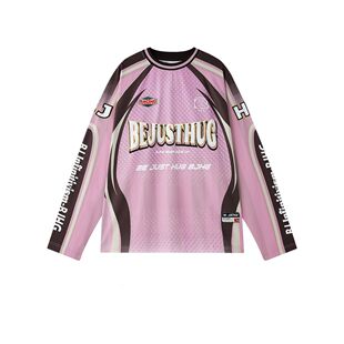 情侣运动休闲学院风宽松百搭拼接球衣 松弛感圆领套头衫 秋季 新款