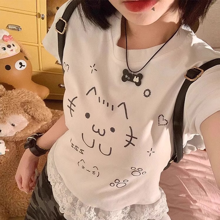 亚文化创意日系白色通勤短袖夏季