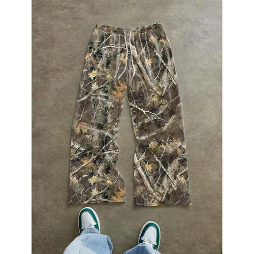 Women's Camo Print Tie Waist Pants Boho Casual Pocket