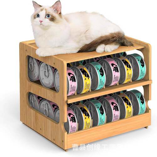 2pcs 2Tier Stackable Bamboo Can Organizer for Pantry FIFO
