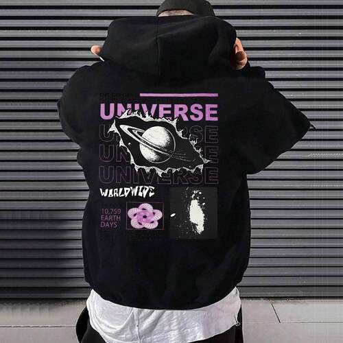 Dragon & Letter Print Drop Shoulder Lounge Hoodie Graphic