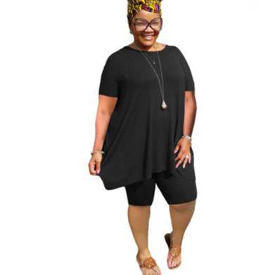 Women Plus Size 2 Piece Outfits Short Sleeve Top and Legging