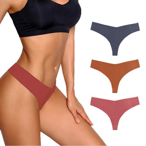 Womens Solid Color Vshaped Waist Thong Breathable