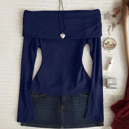 Womens Fall Winter Casual Knit Top ShoulderExposed