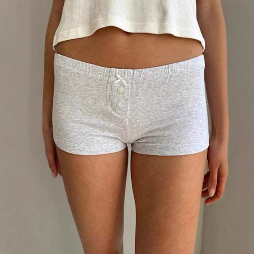 Women Lounge Shorts Low Waist Button Closure PrintedPajama