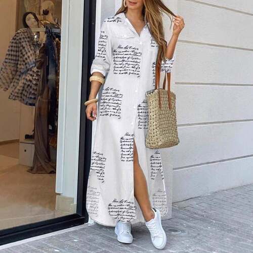 Women's Loose Shirt Dress with Button Front Design Perfect