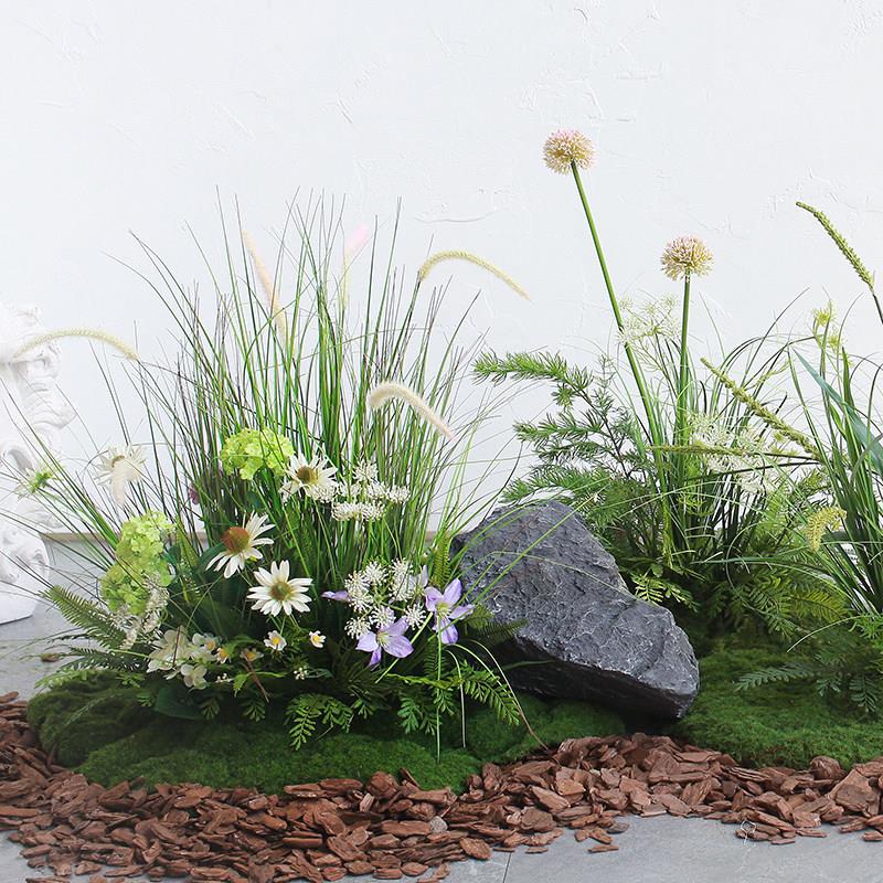色仿真WJD绿植春天彩花草狗尾巴造景田野植物景观展橱窗摄厅拍装