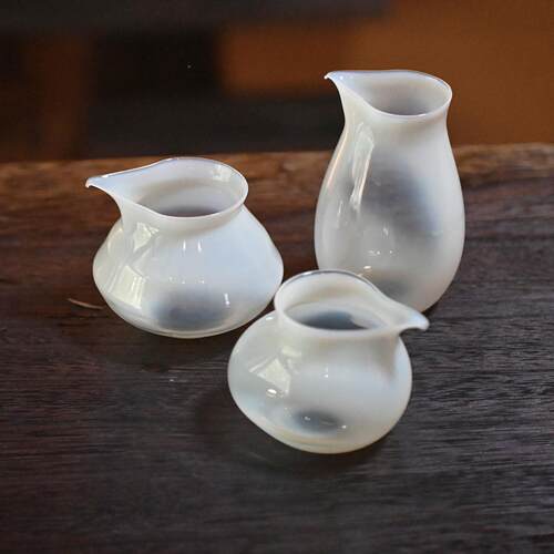 堂 迷你纯白开沁窗飞茗鸟公CSO道杯 纯手吹制高硼硅耐热玻工璃分