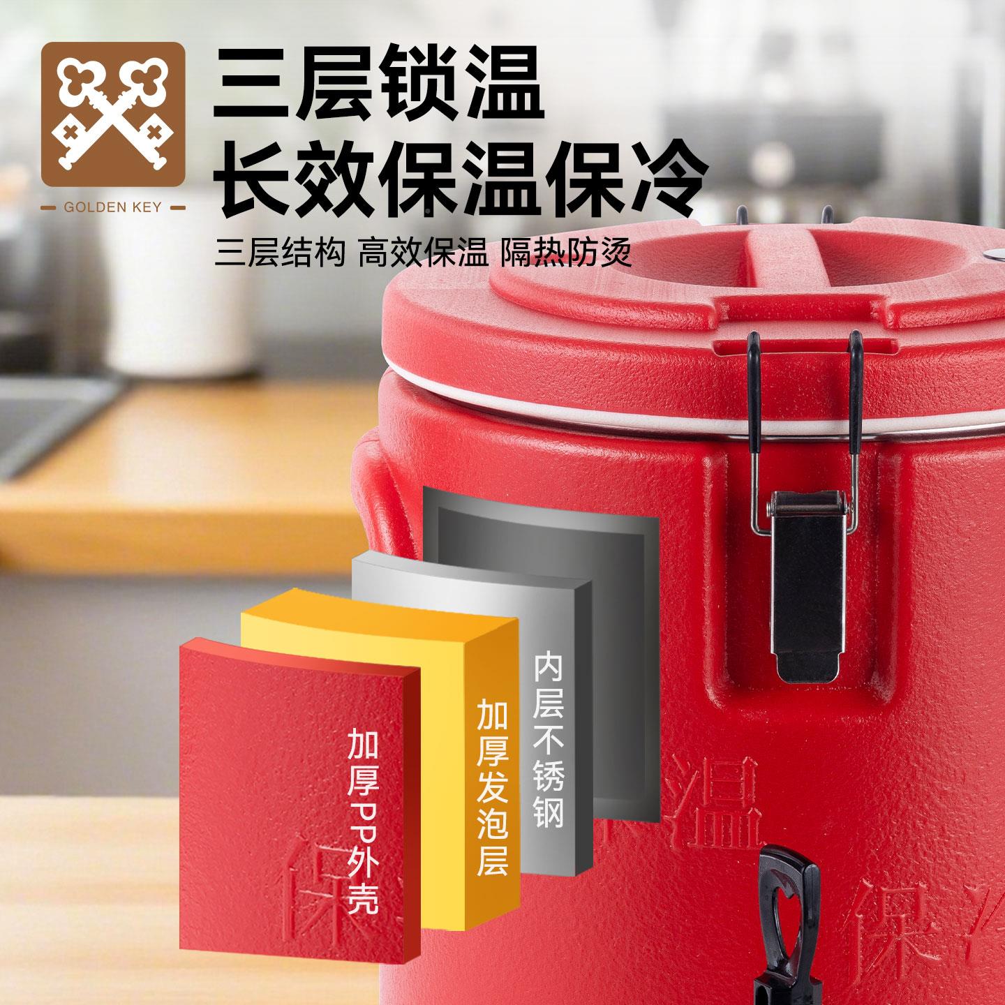 钥匙不锈钢商用保冰温桶大容金量饭桶粥桶豆浆摆GK-LMQL1汤摊保温