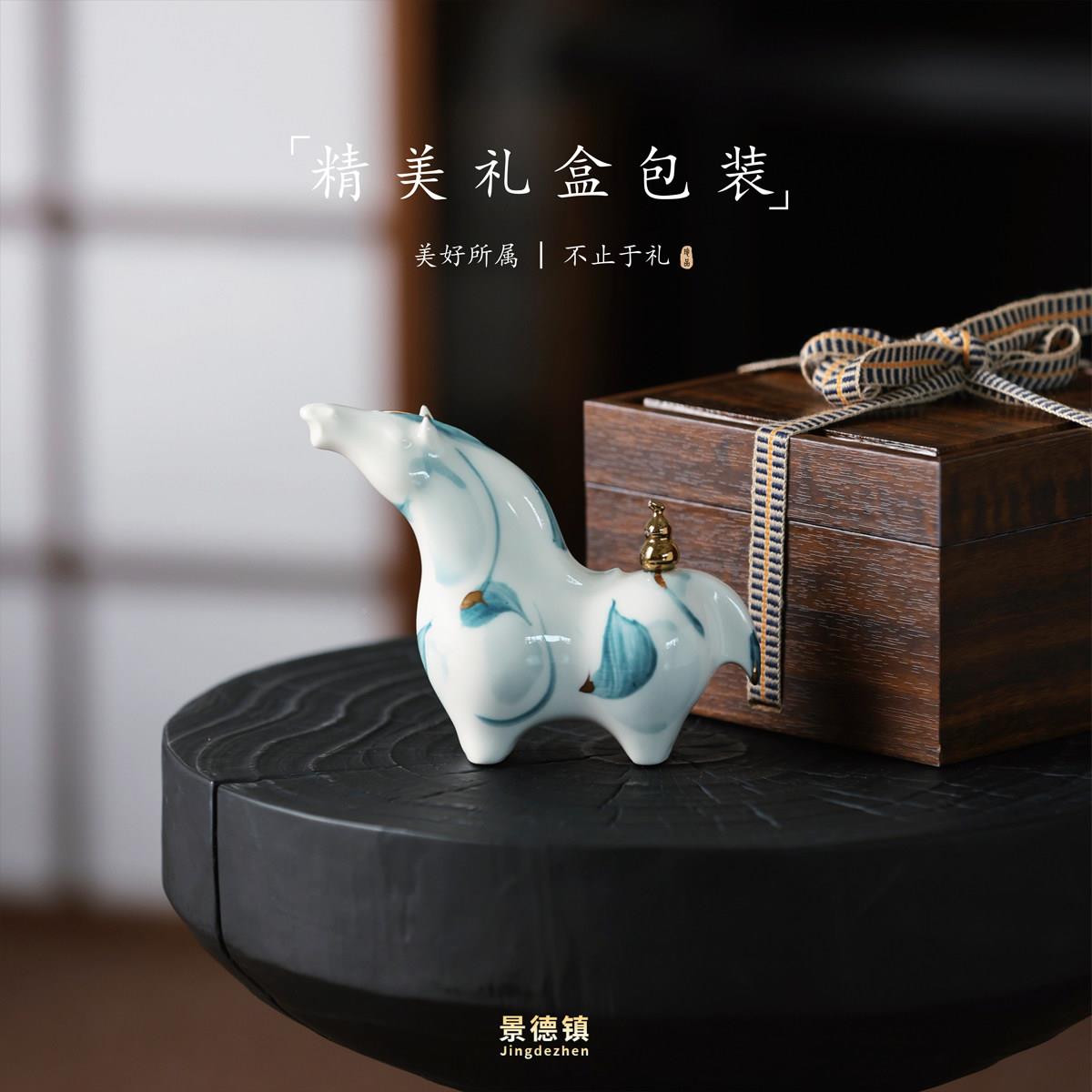 景德马礼镇手生绘青花陶瓷摆件中式WJM古典装饰品家居工艺品年会