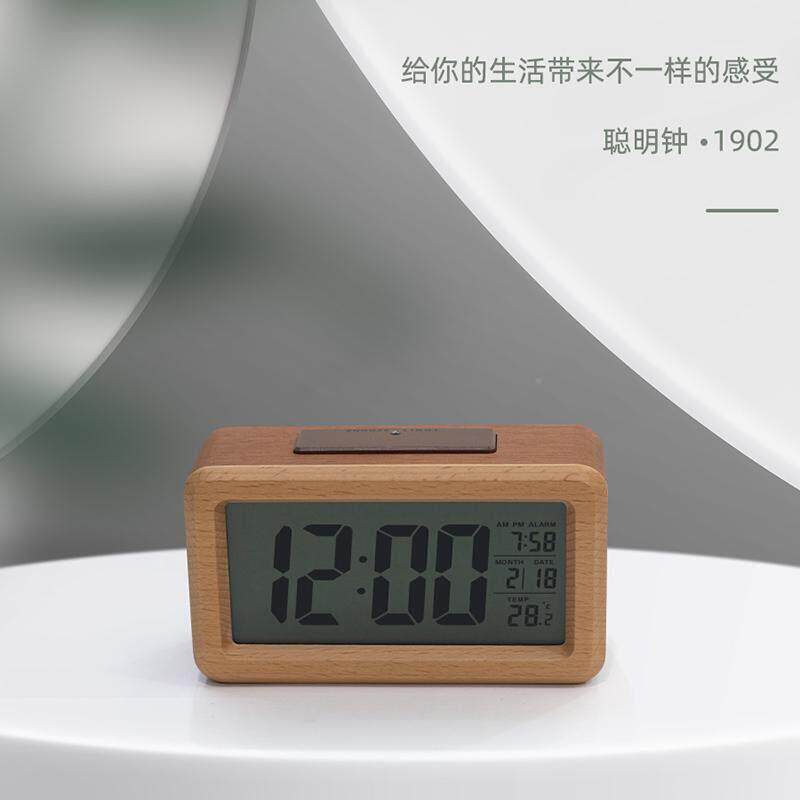 木质闹桌钟原木多能面时钟简夜约VPC家用光床头表电子闹钟学生专