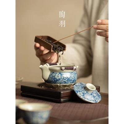 汝窑万花抓壶盖碗家TY-24122用手个高档烫手大容防单量一人功夫茶