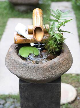 客厅smf-syls创流水景鱼池办公室桌面造景喷饰泉小鱼缸家居观玄关