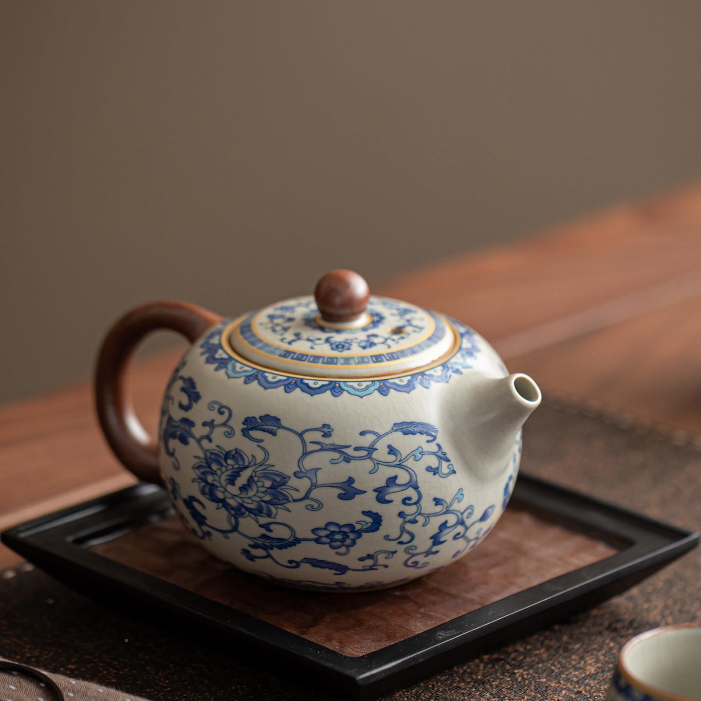 窑壶缠枝莲茶青花西施壶家高端一人汝功夫茶具cx41255陶瓷单壶2用