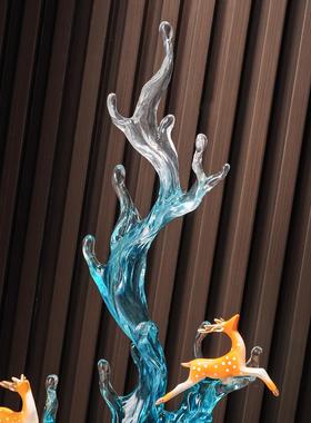 户玄关酒柜电视柜摆入件竖高招财QHQ创意生水起一路高风升乔鹿迁