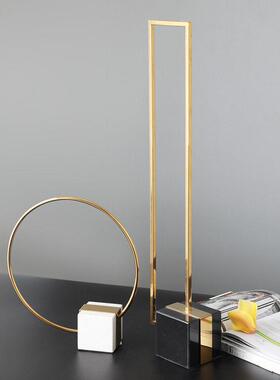 极部简北欧JOV何摆件样间售楼客厅玄关桌创意圆圈大几理石软板装