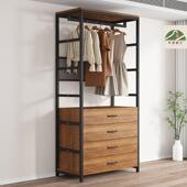 003步入收式 金属衣柜卧室地落挂衣架BRSG 纳层架铁艺洞 板放式 开