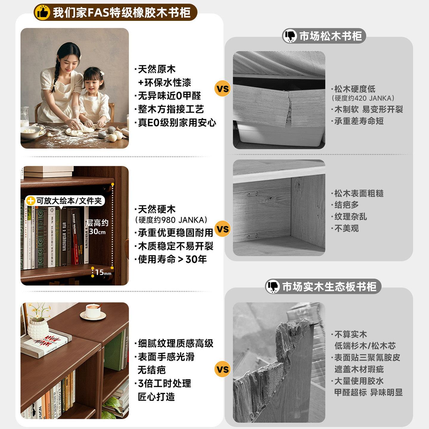 实木柜储物柜一体靠格子柜书客厅多层收纳展示柜落架地置RF-GZ339