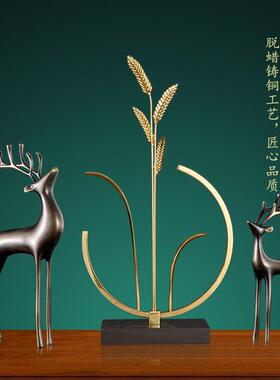 铜鹿装饰玄关摆公件电房视柜酒柜客厅办室HE012样板软装工黄艺品