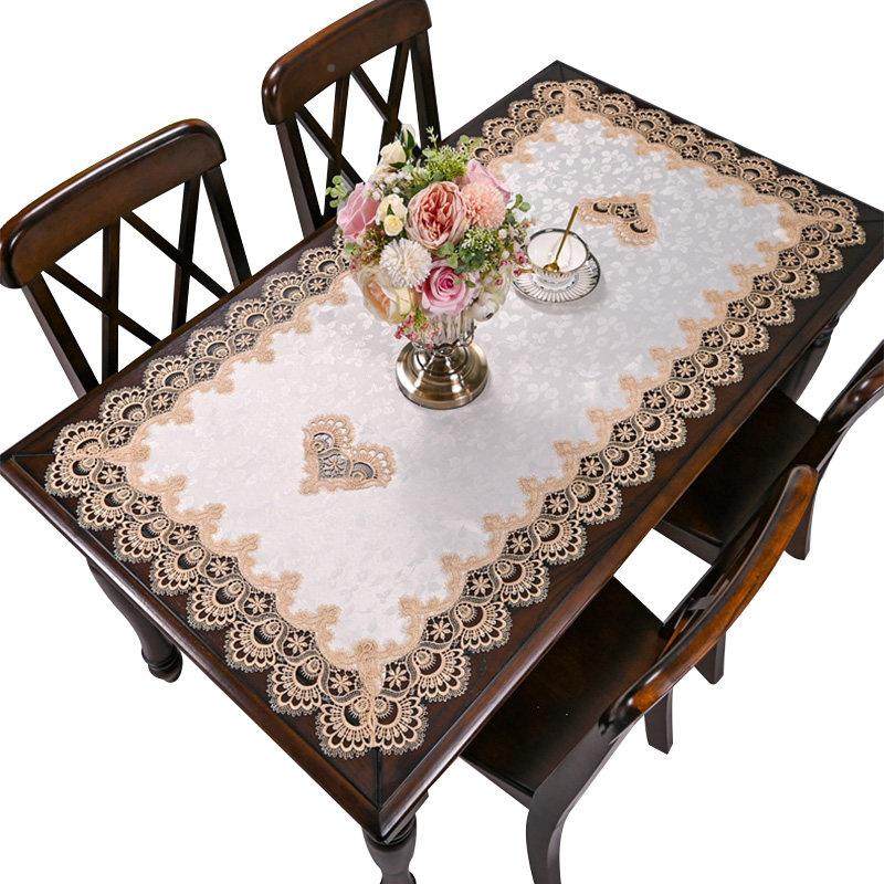 轻豪华织物桌布矩蕾丝桌子尘装饰布桌型垫桌布家庭客HRC厅咖啡形
