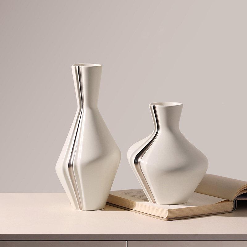 美镇景德轻奢高级感小汉众装25072403饰品白色花瓶客厅插花餐桌玄