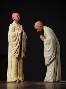 中式创意紫砂小和尚摆装件居禅意家佛系饰陶瓷工ZSH-4520品茶艺室